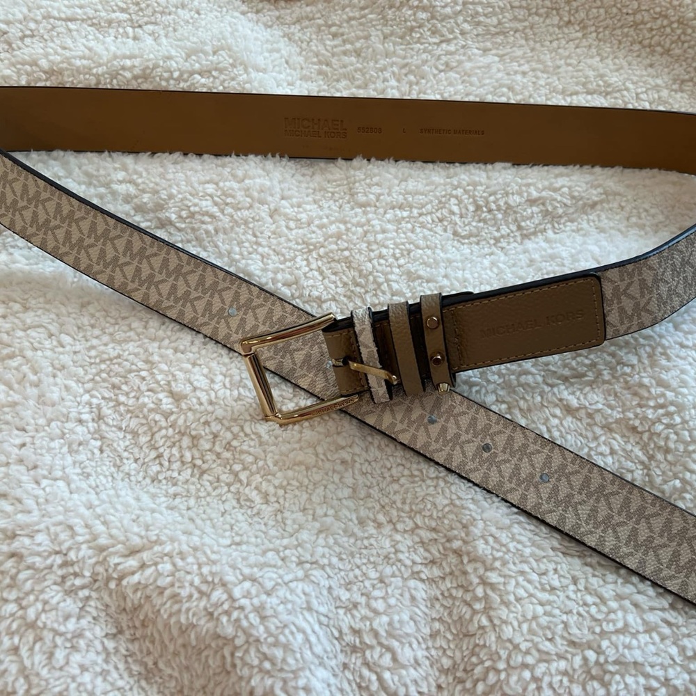Michael Kors Beige and Gold Belt
